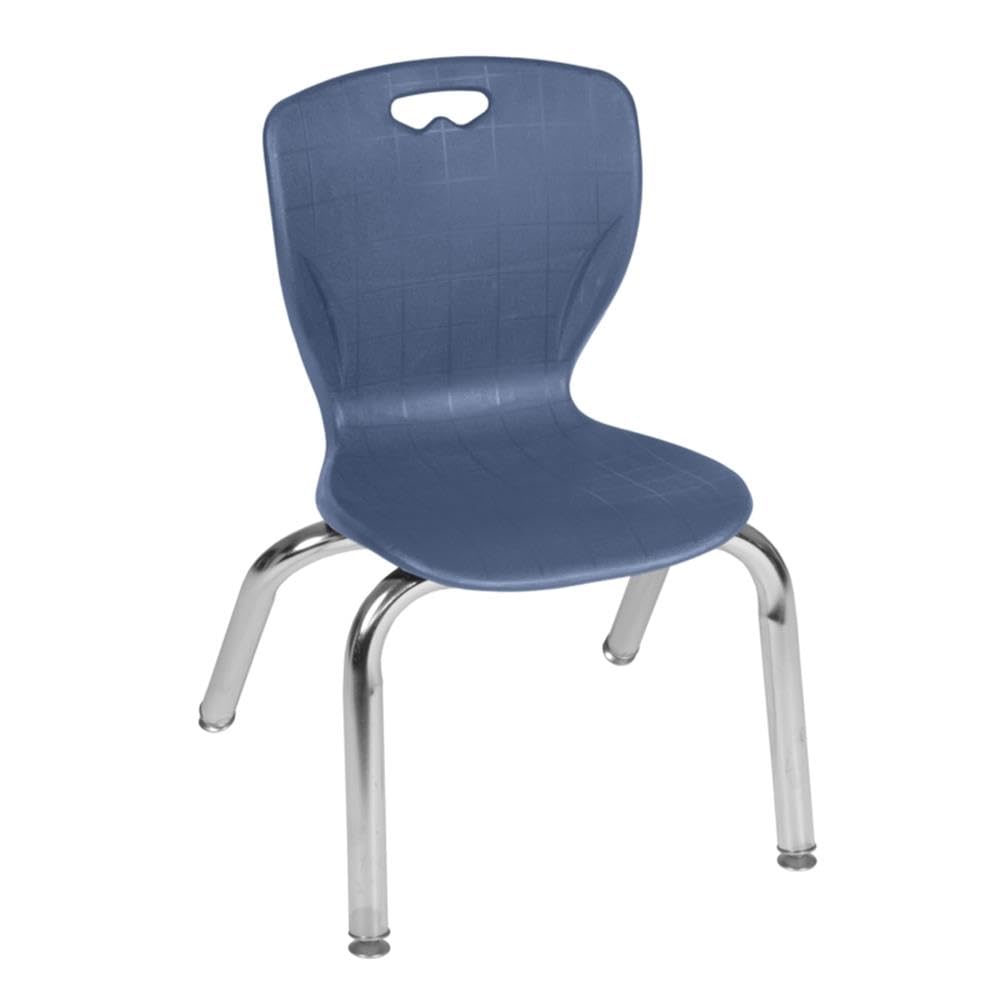 30" Square Mobile Table with 4 Blue Stackable Chairs P2240
