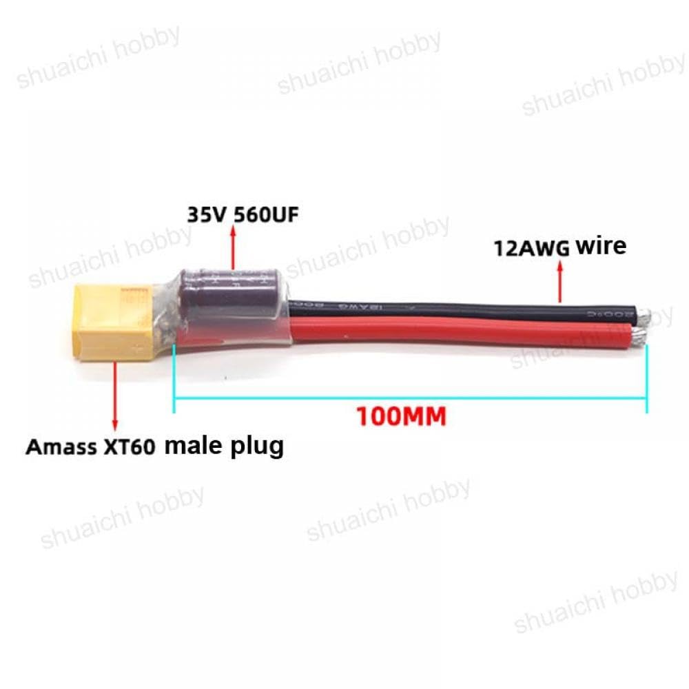 XT60 Male Plug Connector with 560UF Capacitor 12AWG Wire V7150