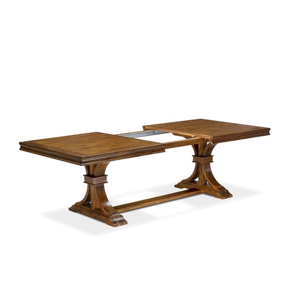 9-Piece Acacia Wood Dining Table Set with 8 Beige PU Leather Chairs O833454