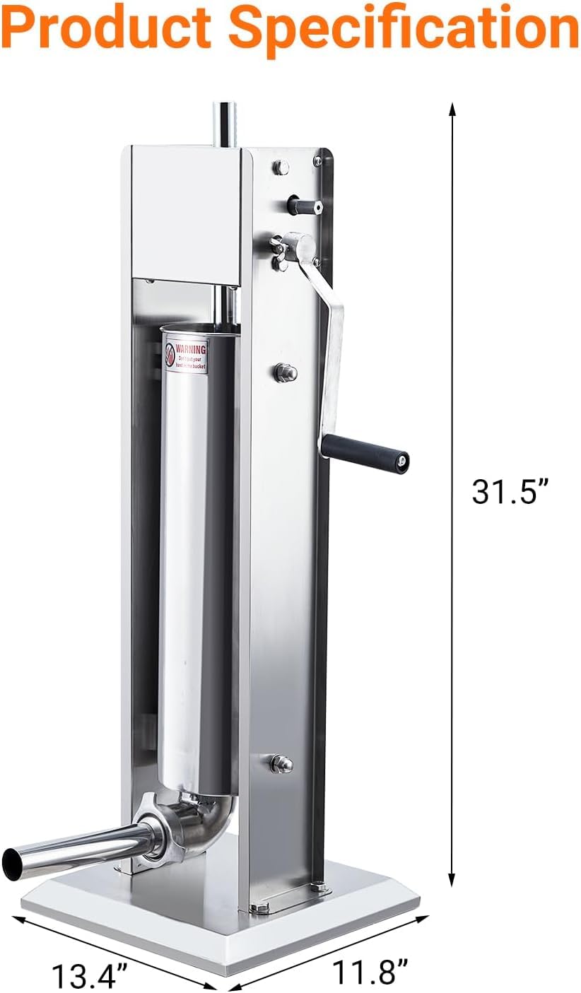 15LBS/7L Two Speed Stainless Steel Sausage Stuffer with 4 Stuffing Tubes Z431101