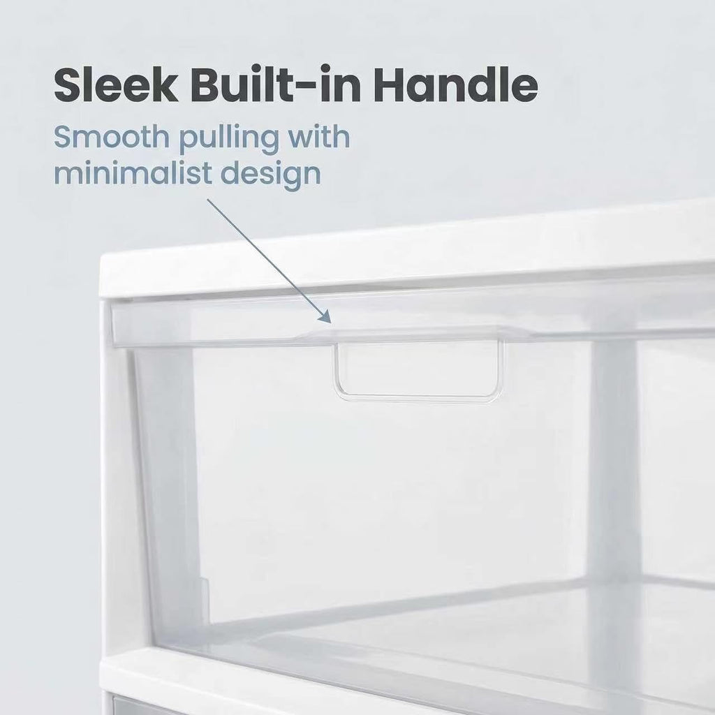 White 3 Drawer Plastic Storage Tower with Clear Bins E9020