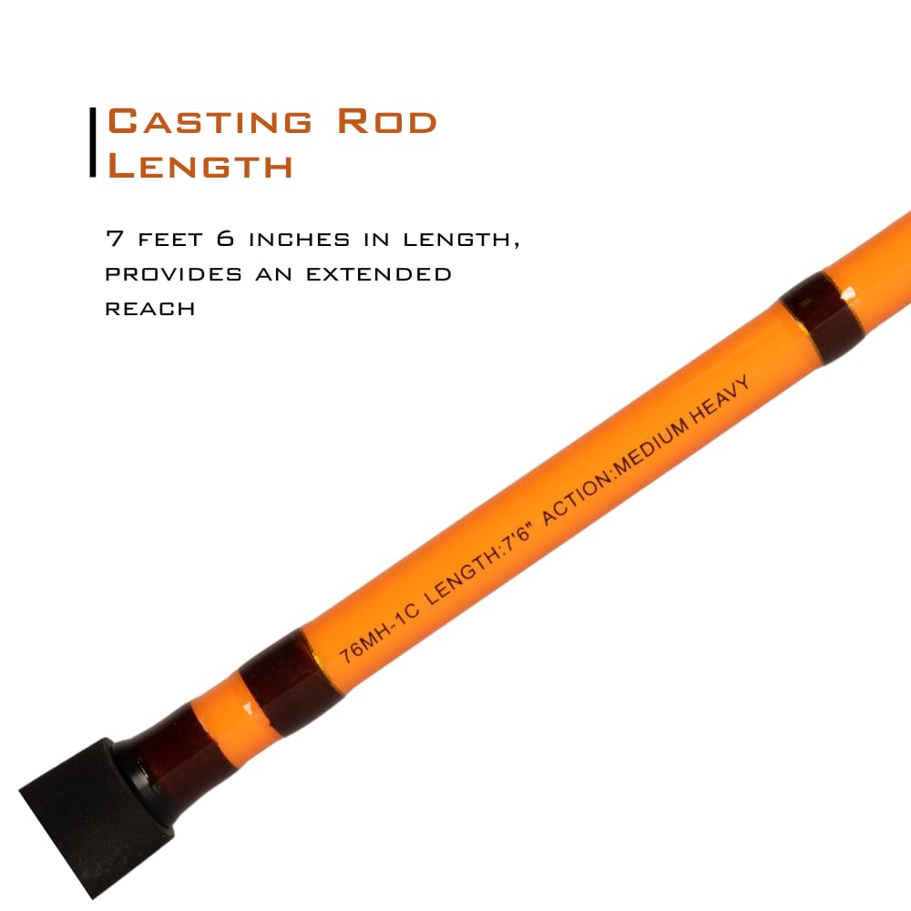 7'6" One-Piece Casting Rod with S-Glass, E-Glass & Carbon Graphite C792535