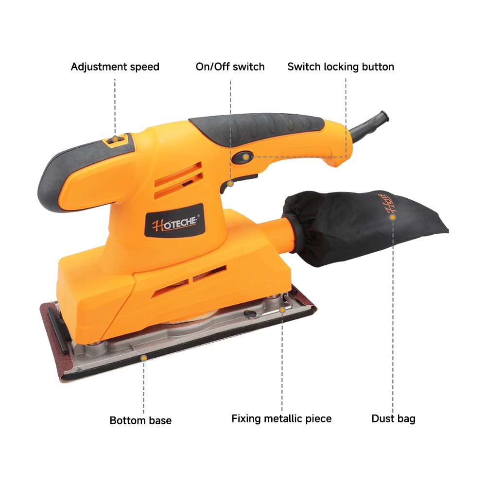 3.17 Amp Variable Speed Orbital Sander with Dust Bag T776