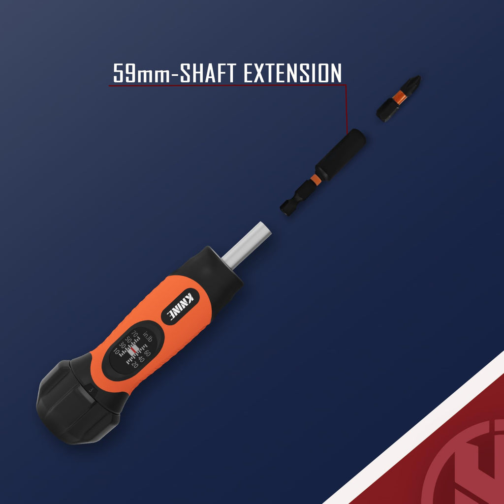 Torque Screwdriver Wrench Set 10-70 Inch Pounds 21 Hex Bits Orange X95100