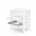 White 3 Drawer Plastic Storage Tower with Clear Bins E9020