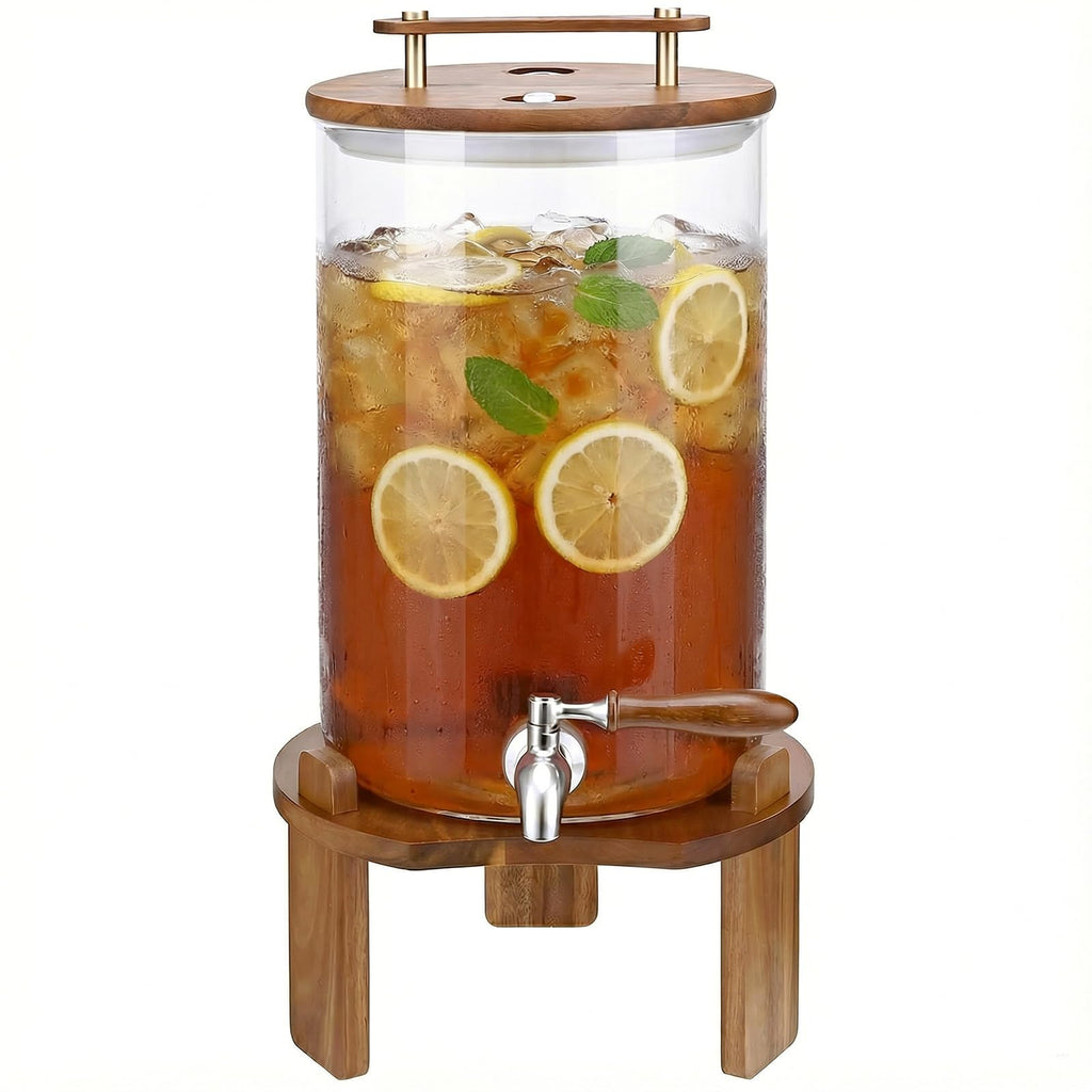 2.1 Gallon Glass Beverage Dispenser with Stand and Stainless Steel Spigot P7426