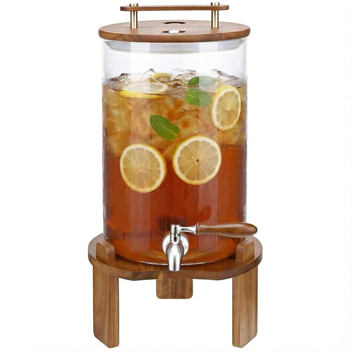 2.1 Gallon Glass Beverage Dispenser with Stand and Stainless Steel Spigot P7426