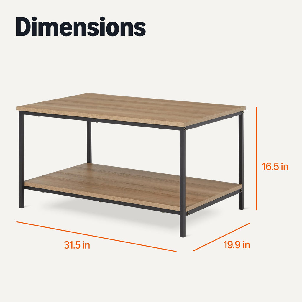 Rectangular Wooden Coffee Table with Bottom Shelf Q258