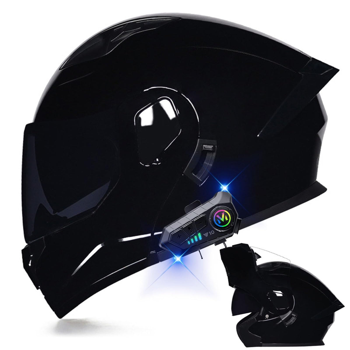 Modular Bluetooth Motorcycle Helmet DOT Approved Dual Visor Flip up M742804
