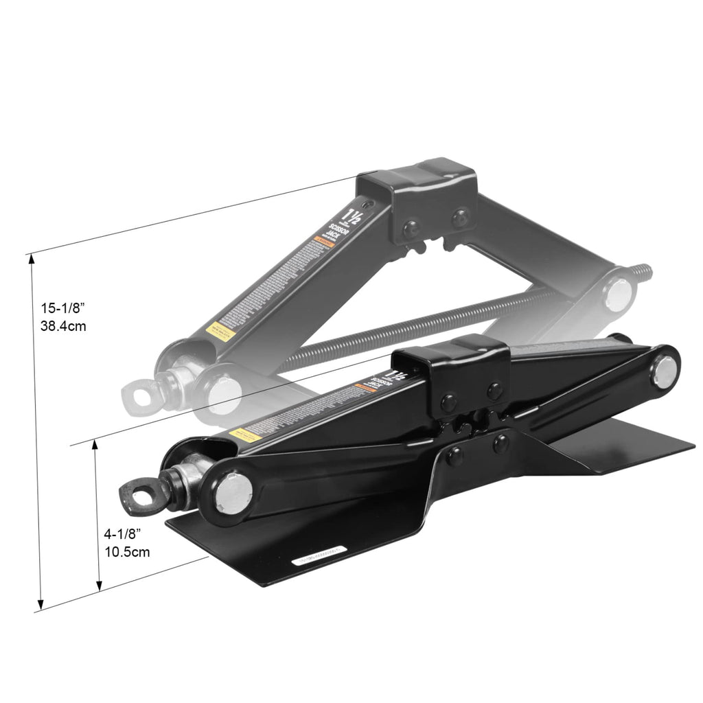 Steel Scissor Lift Jack Car Kit, 1.5 Ton Capacity, Black A401