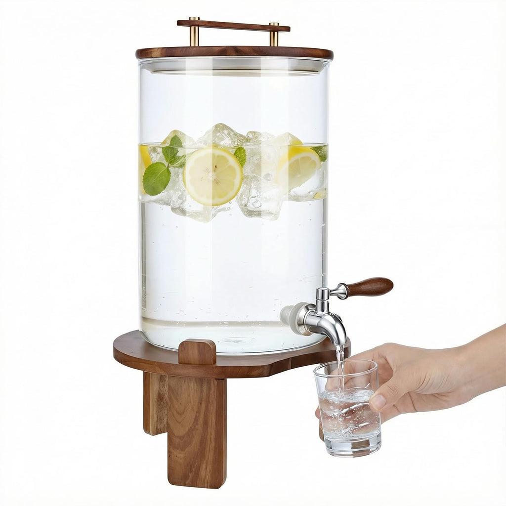 2.1 Gallon Glass Beverage Dispenser with Stand and Stainless Steel Spigot P7426