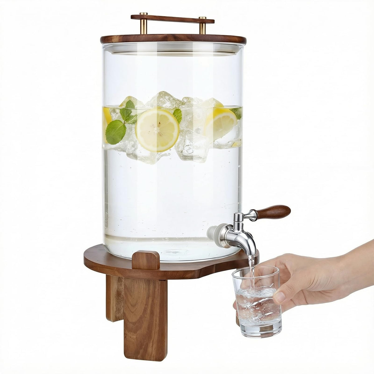 2.1 Gallon Glass Beverage Dispenser with Stand and Stainless Steel Spigot P7426