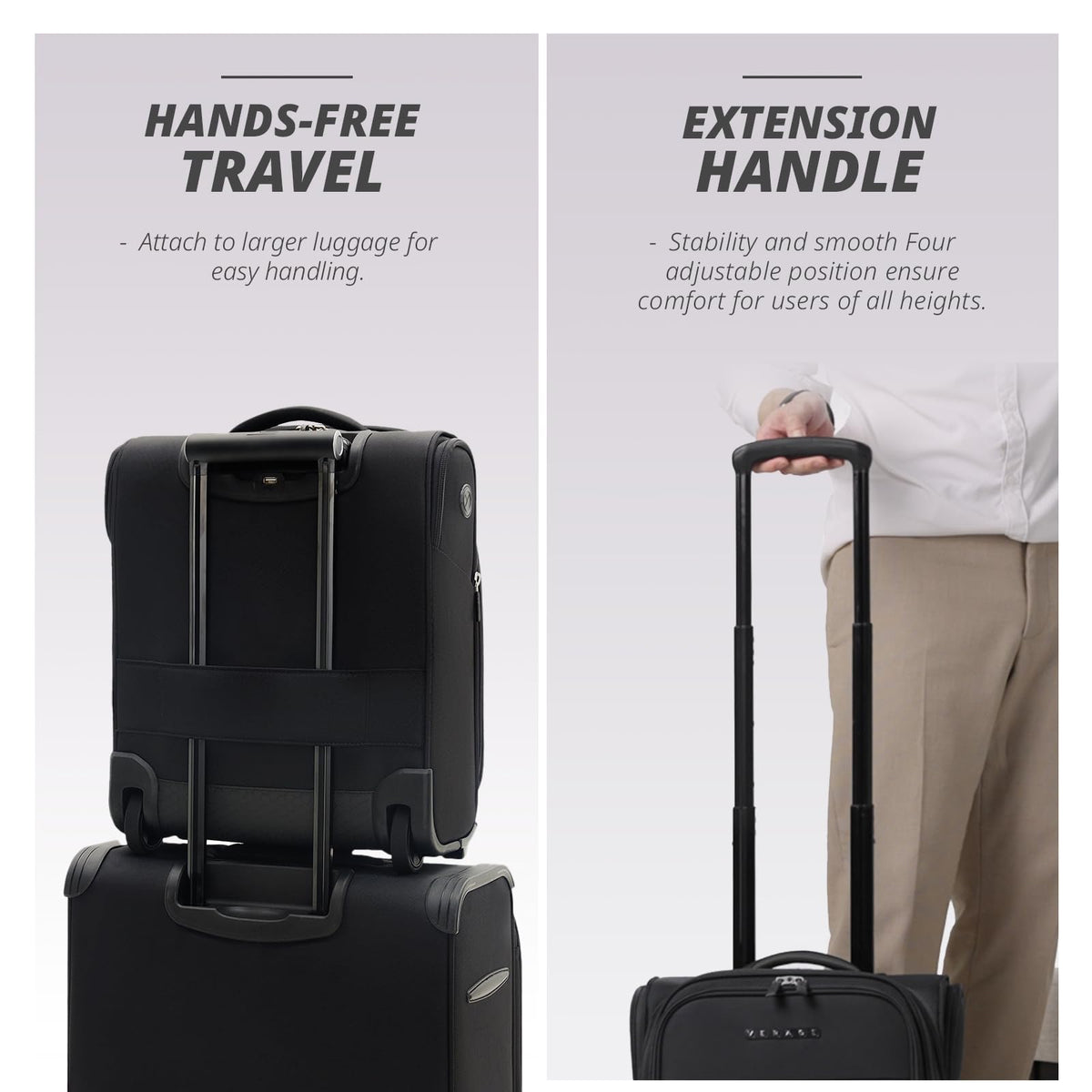 16-Inch Black Underseat Carry On Luggage with Wheels Z270