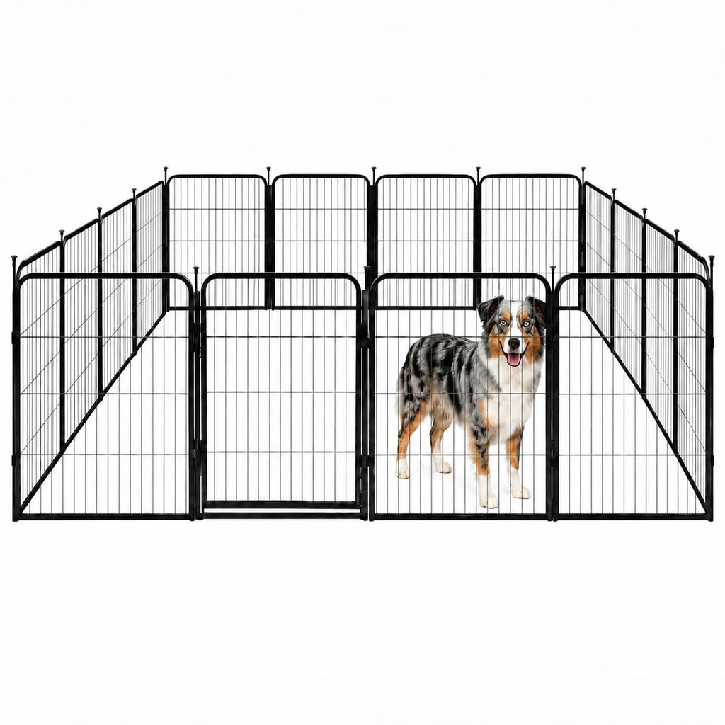 32 inch 16 Panels Heavy Duty Metal Dog Playpen with Gate O4360