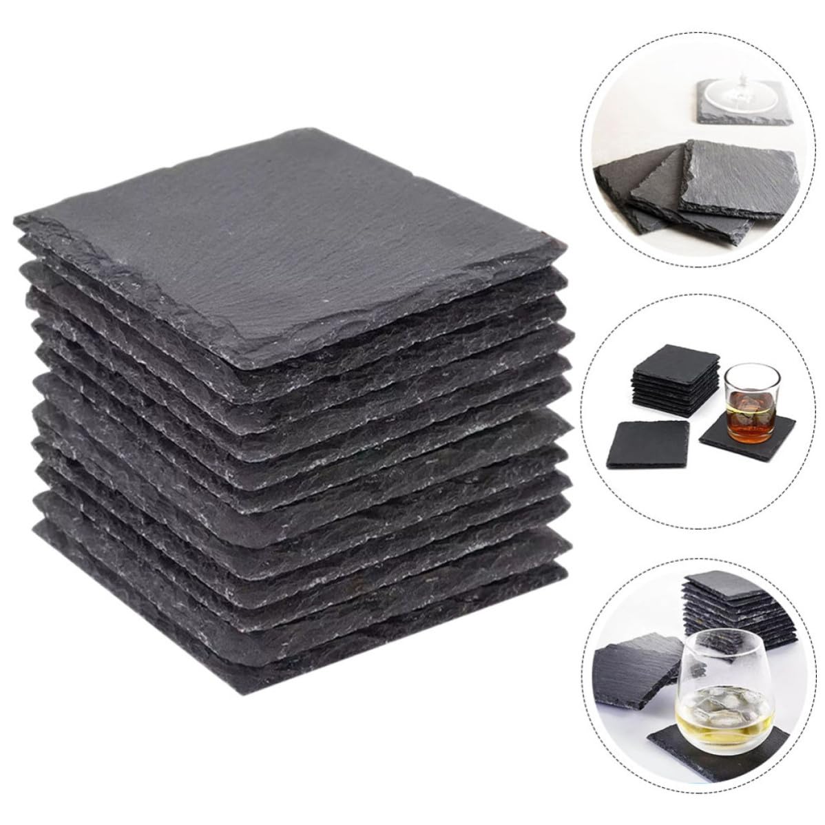 Natural Stone Cup Coaster Set 12pcs A166