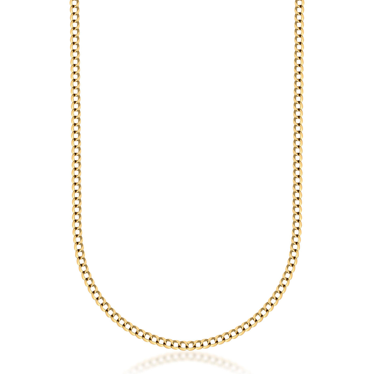 18K Solid Gold 3.8MM Cuban Curb Link Chain Necklace K6709