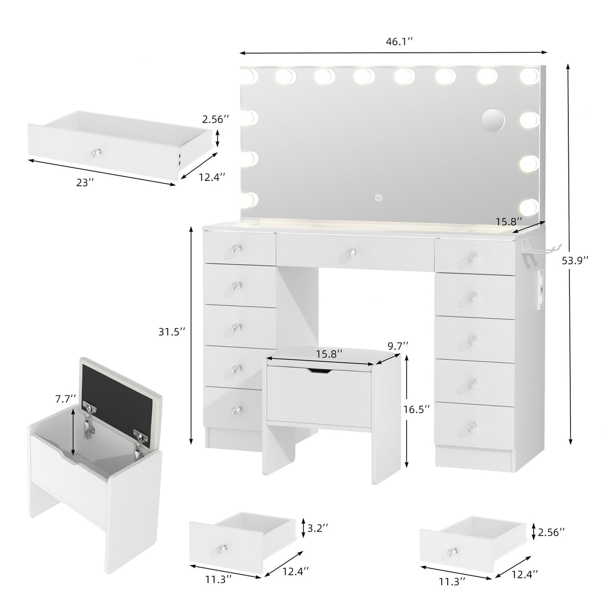 Vanity with Lighted Mirror Y7936
