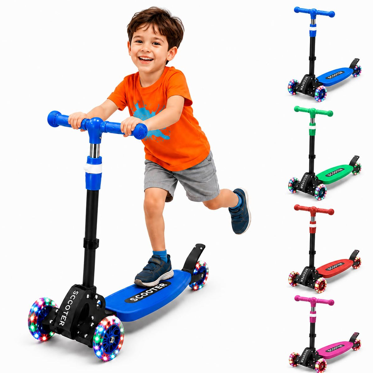 Kids 2-7 Age Light up 3 Wheels Folding Kick Scooter Z936