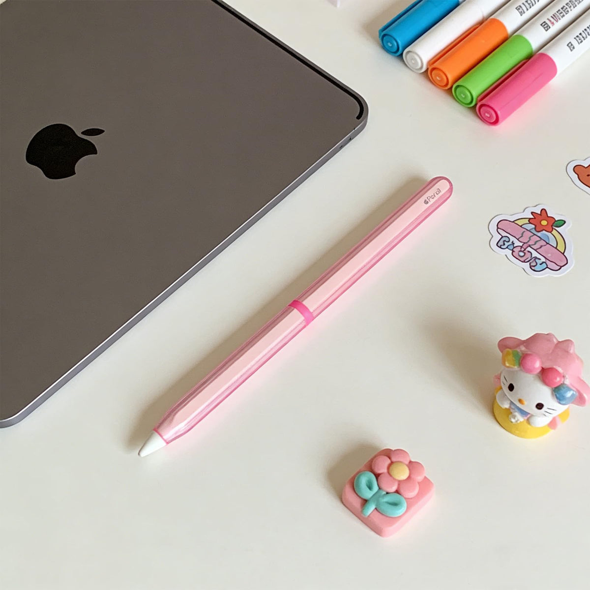 Pink Protective Pencil Case with 2 Silicone Tip Covers H599