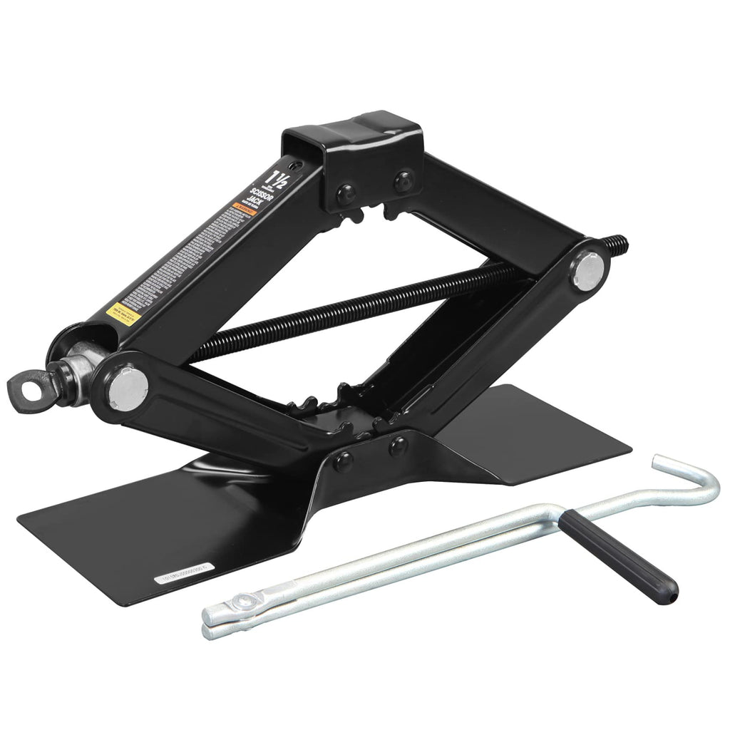 Steel Scissor Lift Jack Car Kit, 1.5 Ton Capacity, Black A401