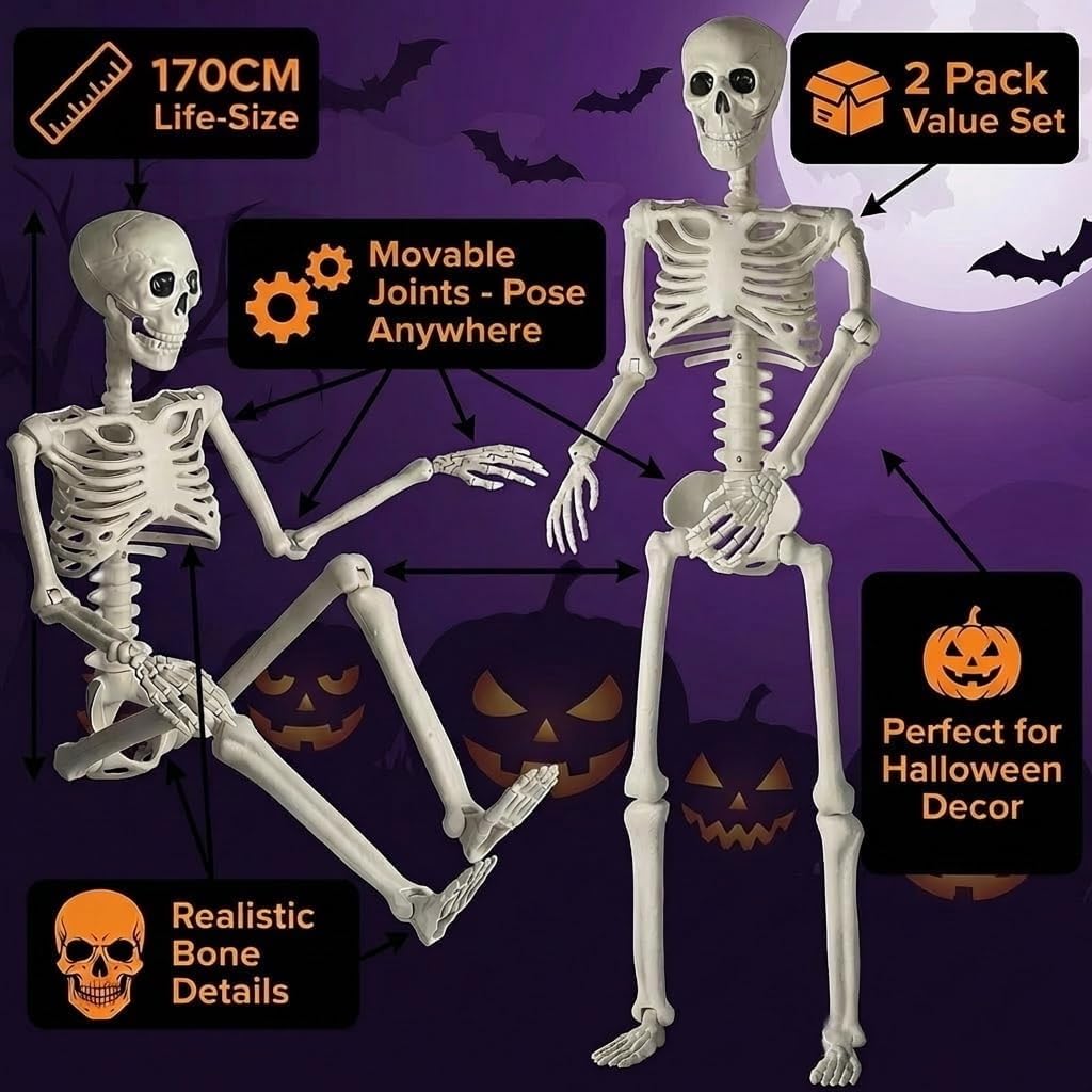 2 Pack 67" Posable Skeleton with Movable Joints T461