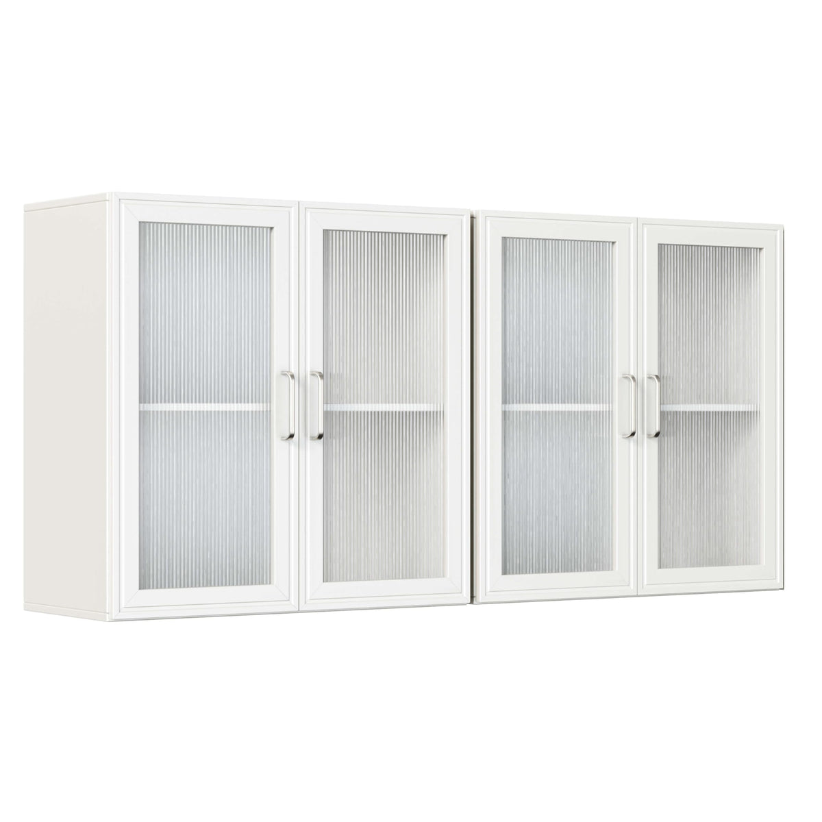 White Wall Cabinet with Acrylic Glass Doors and Adjustable Shelf, Set of 2 S80513