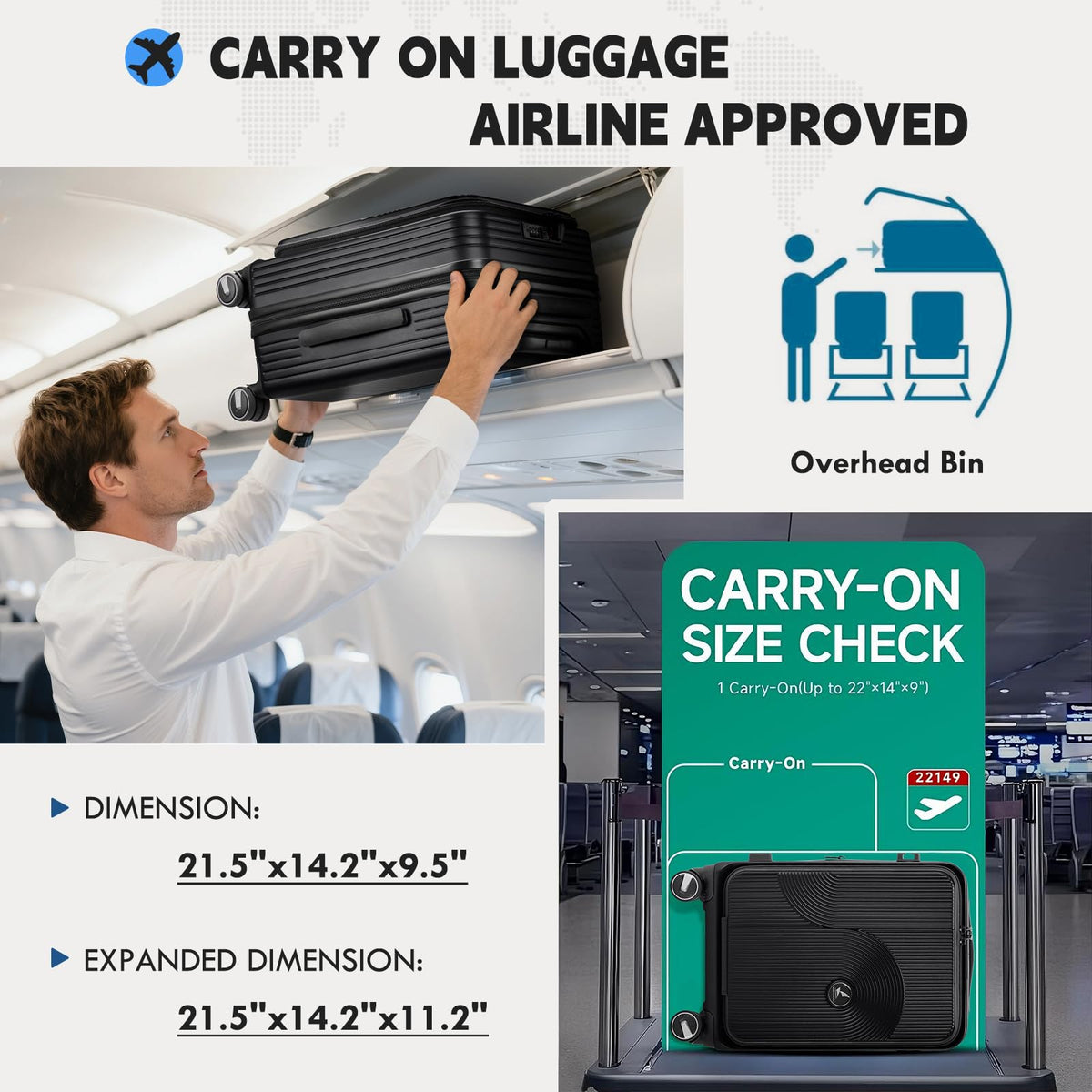 20 Inch Expandable Carry on Luggage C438