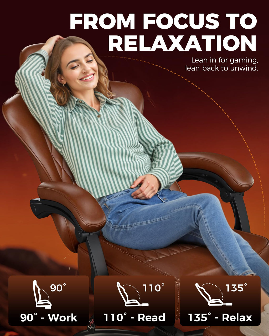 Big and Tall Gaming Chair with Footrest F335334