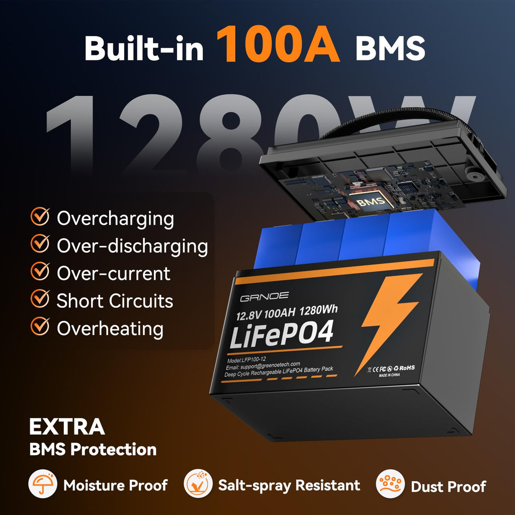 12V 100Ah LiFePO4 Lithium Battery 2 Pack B719