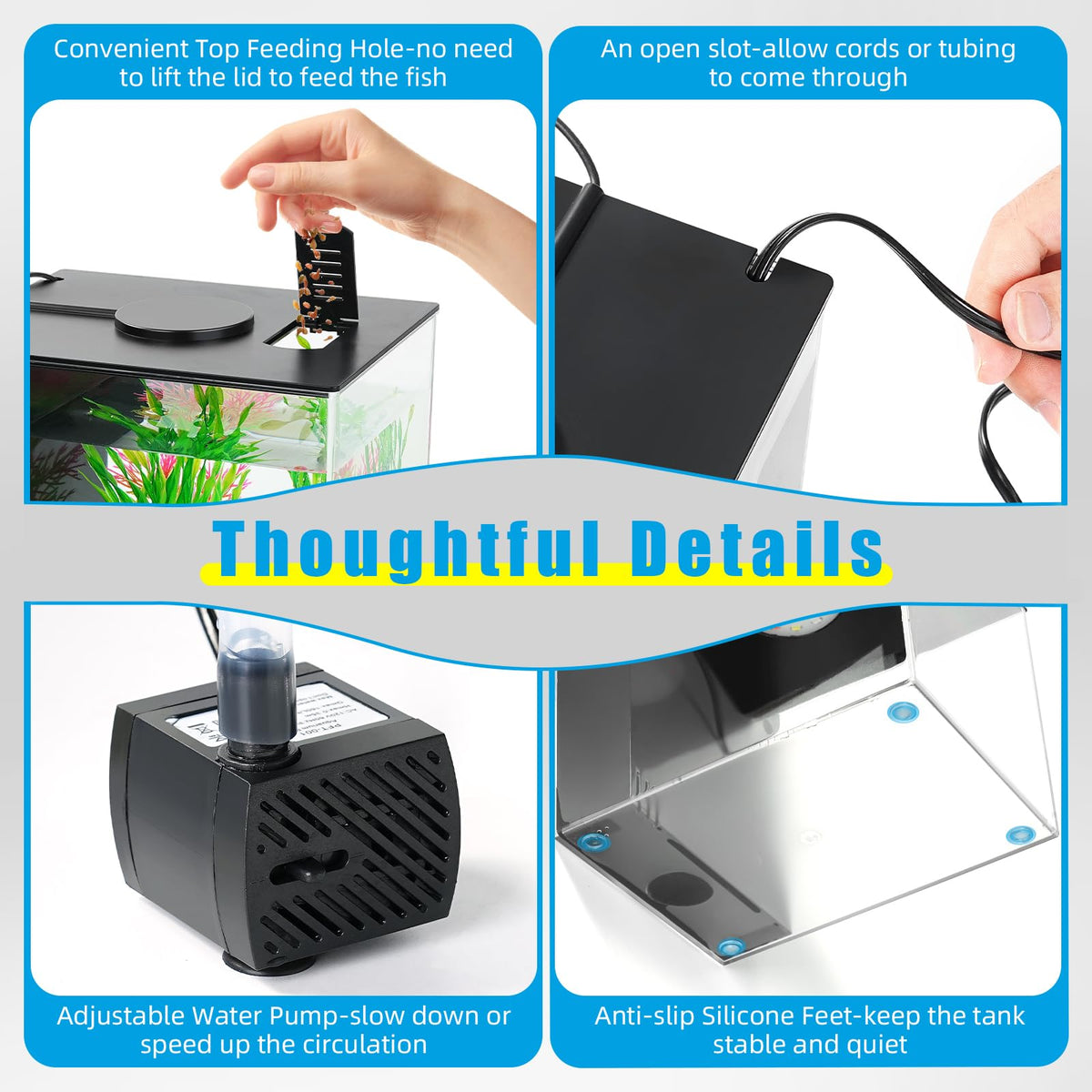 1 Gallon Betta Fish Tank with LED Light and Water Filter Pump E338966