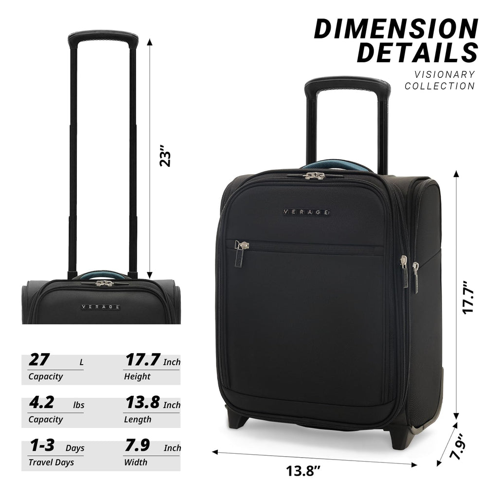16-Inch Black Underseat Carry On Luggage with Wheels Z270