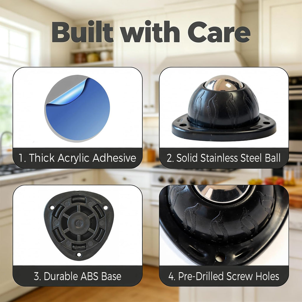 4 Pack Self Adhesive Swivel Casters S36580