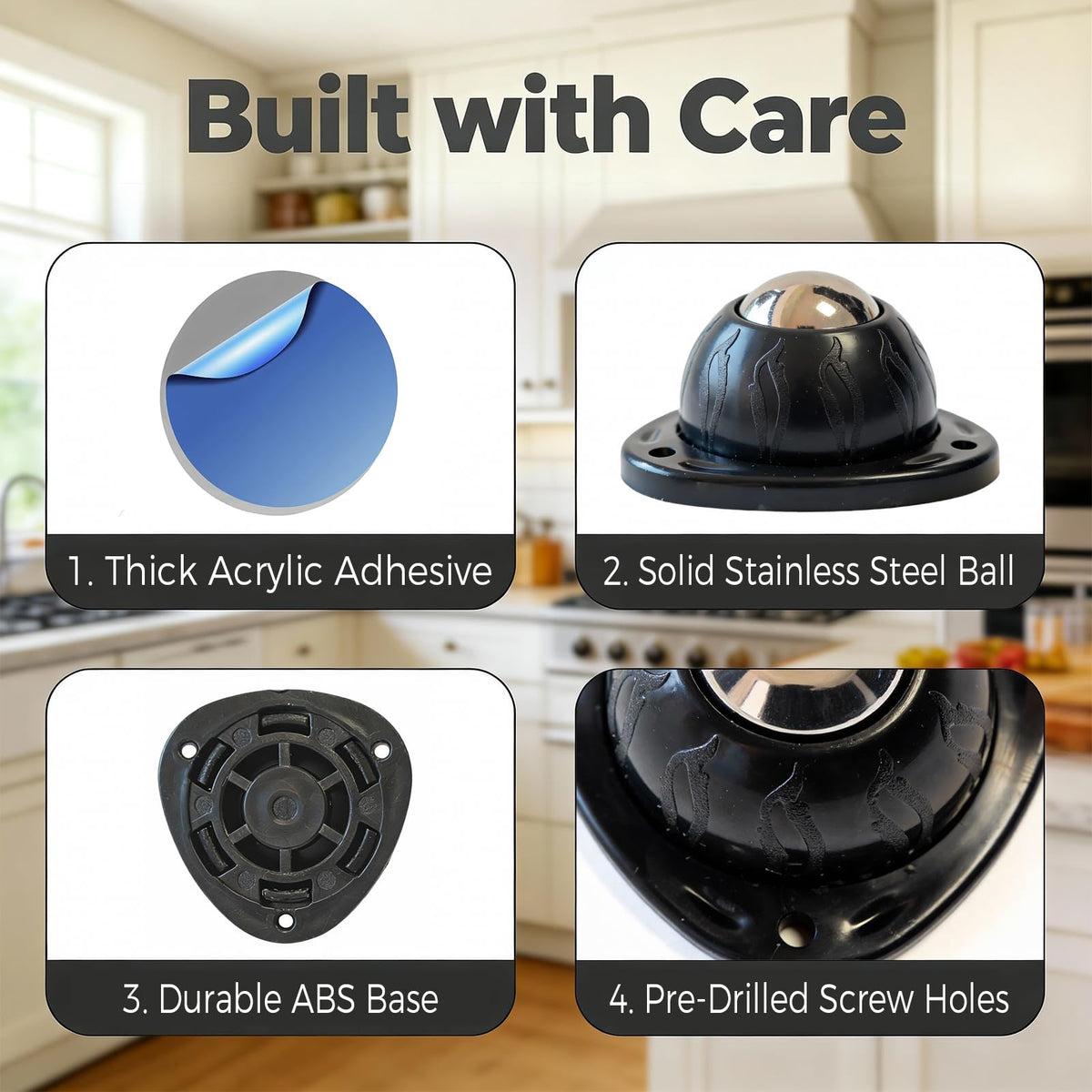 4 Pack Self Adhesive Swivel Casters S36580
