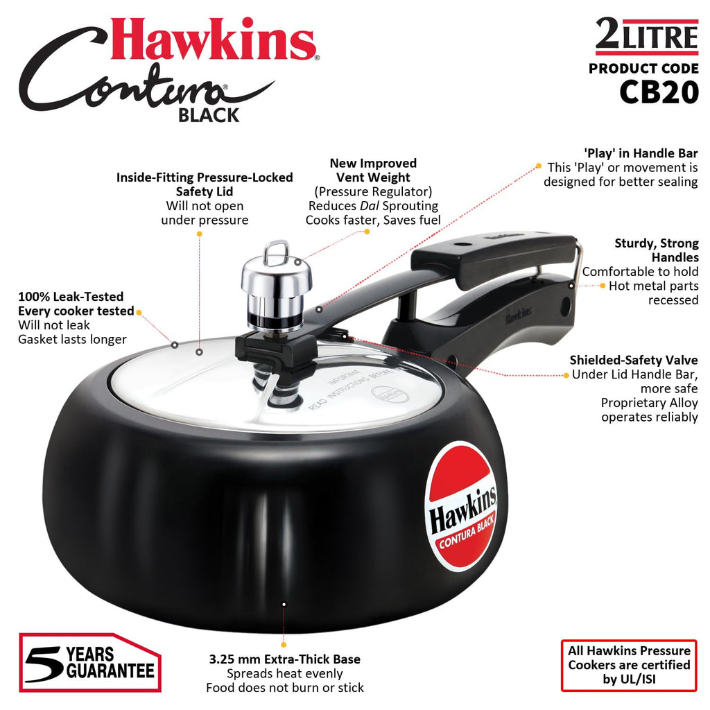Hard Anodised 2-Liter Pressure Cooker Q628307