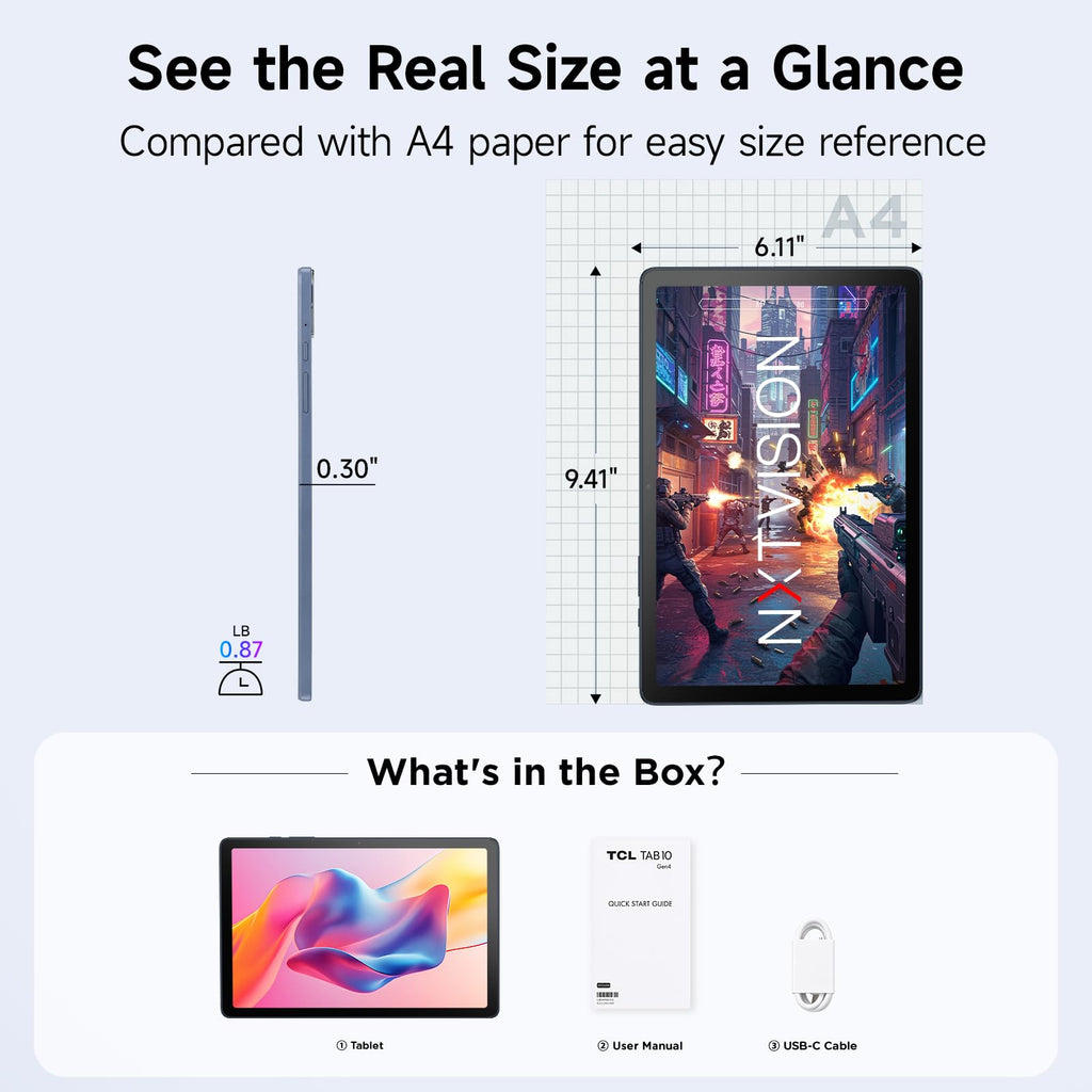 Android Tablet 10.1" FHD Display 4+128GB C986