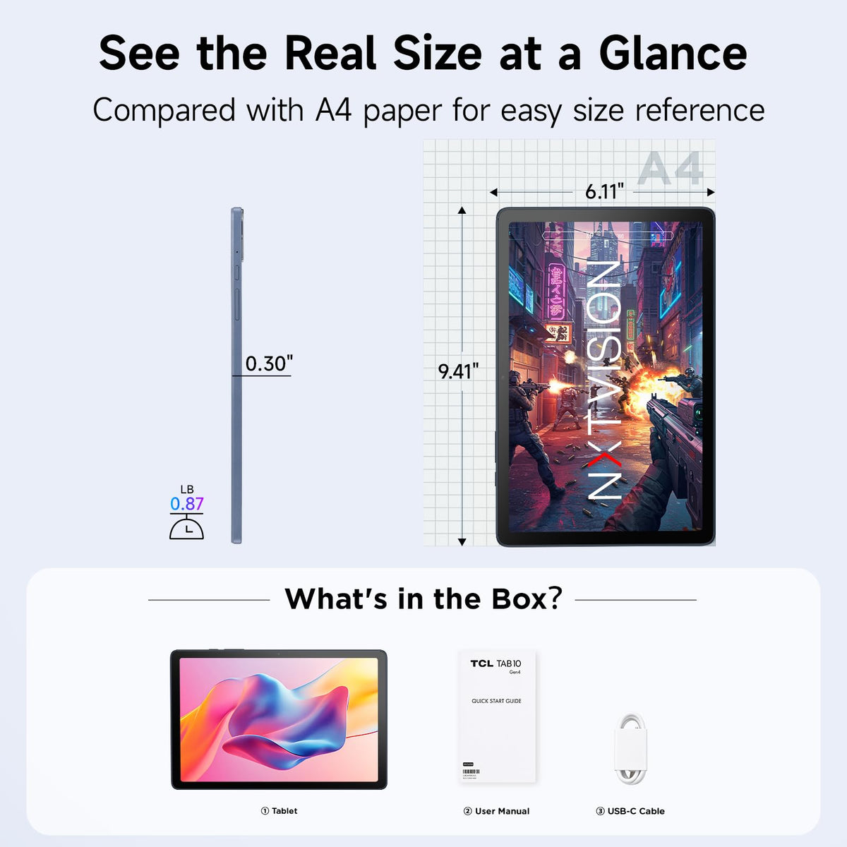 Android Tablet 10.1" FHD Display 4+128GB C986
