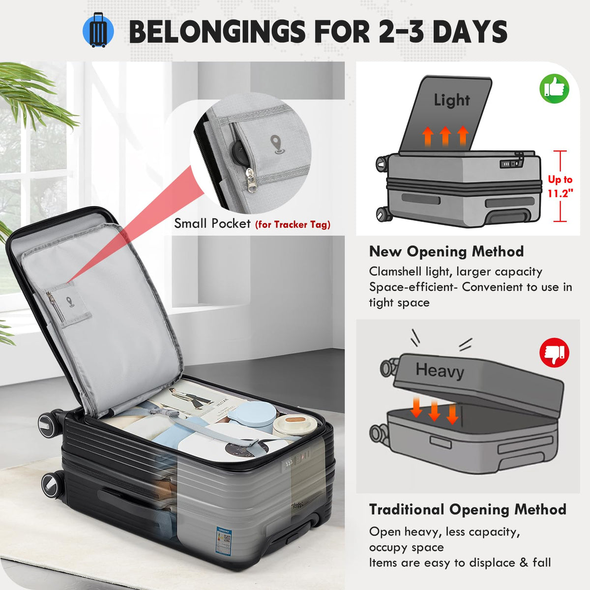 20 Inch Expandable Carry on Luggage C438
