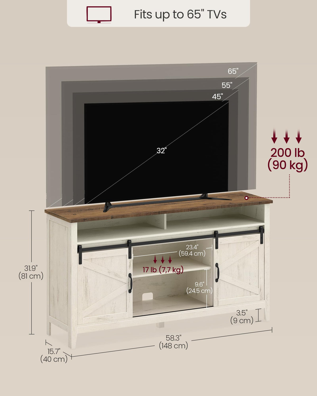 Tall Farmhouse TV Stand with Door L87511