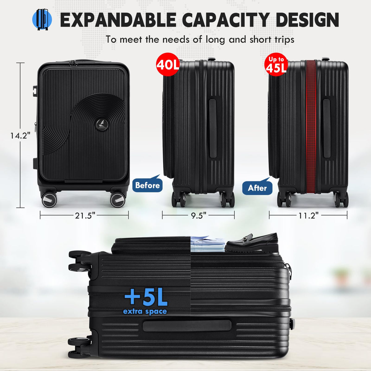 20 Inch Expandable Carry on Luggage C438
