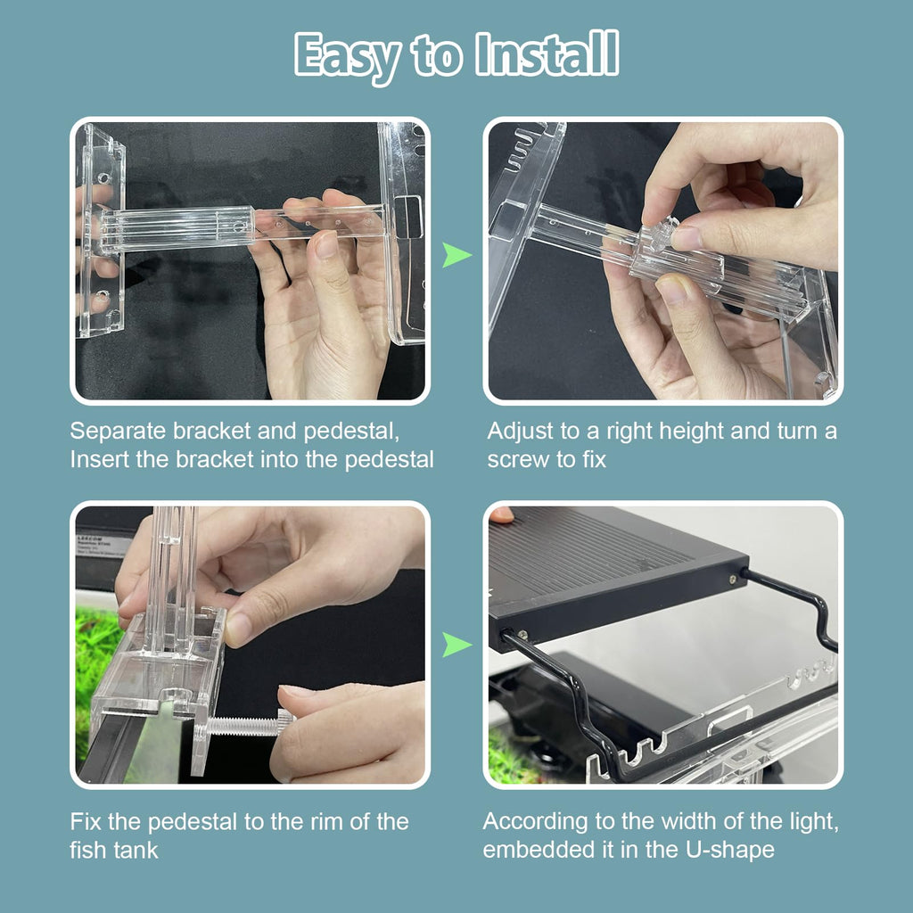 Adjustable Clear Acrylic Aquarium Light Riser Stand 2pcs R9558