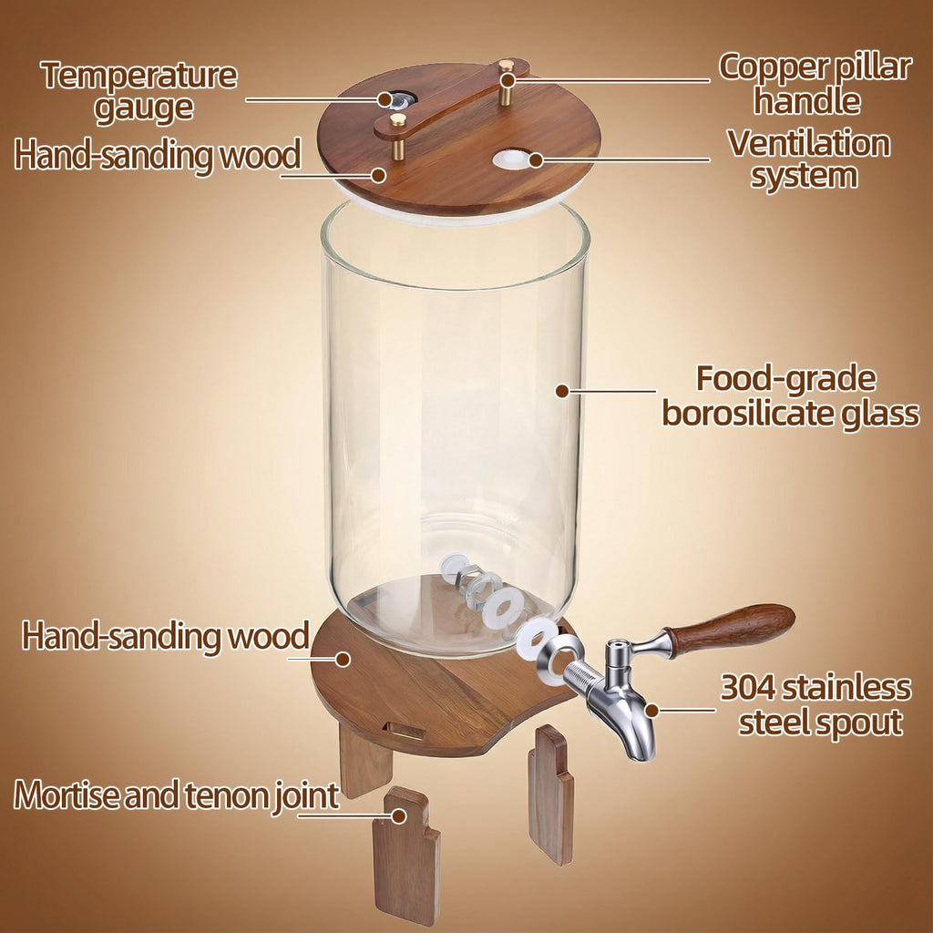 2.1 Gallon Glass Beverage Dispenser with Stand and Stainless Steel Spigot P7426