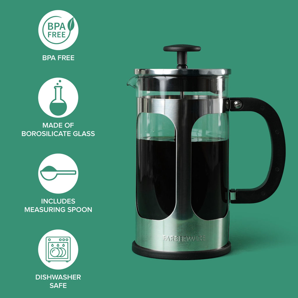 8 Cup Stainless Steel French Press Coffee Maker F11461
