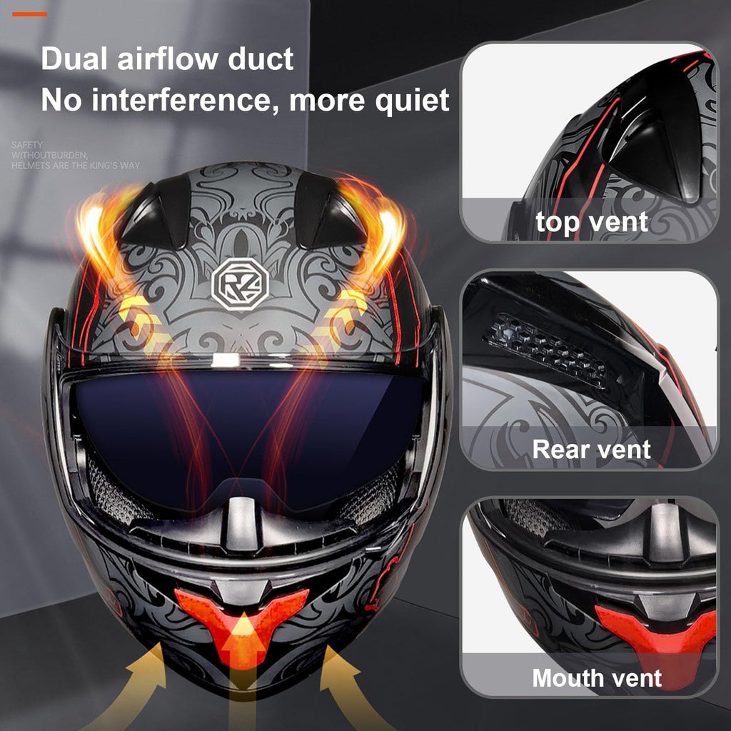 Modular Bluetooth Motorcycle Helmet DOT Approved Dual Visor Flip up M742804
