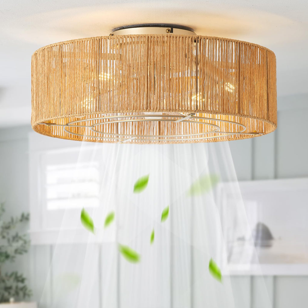 20" Rattan Ceiling Fan with Lights G65401