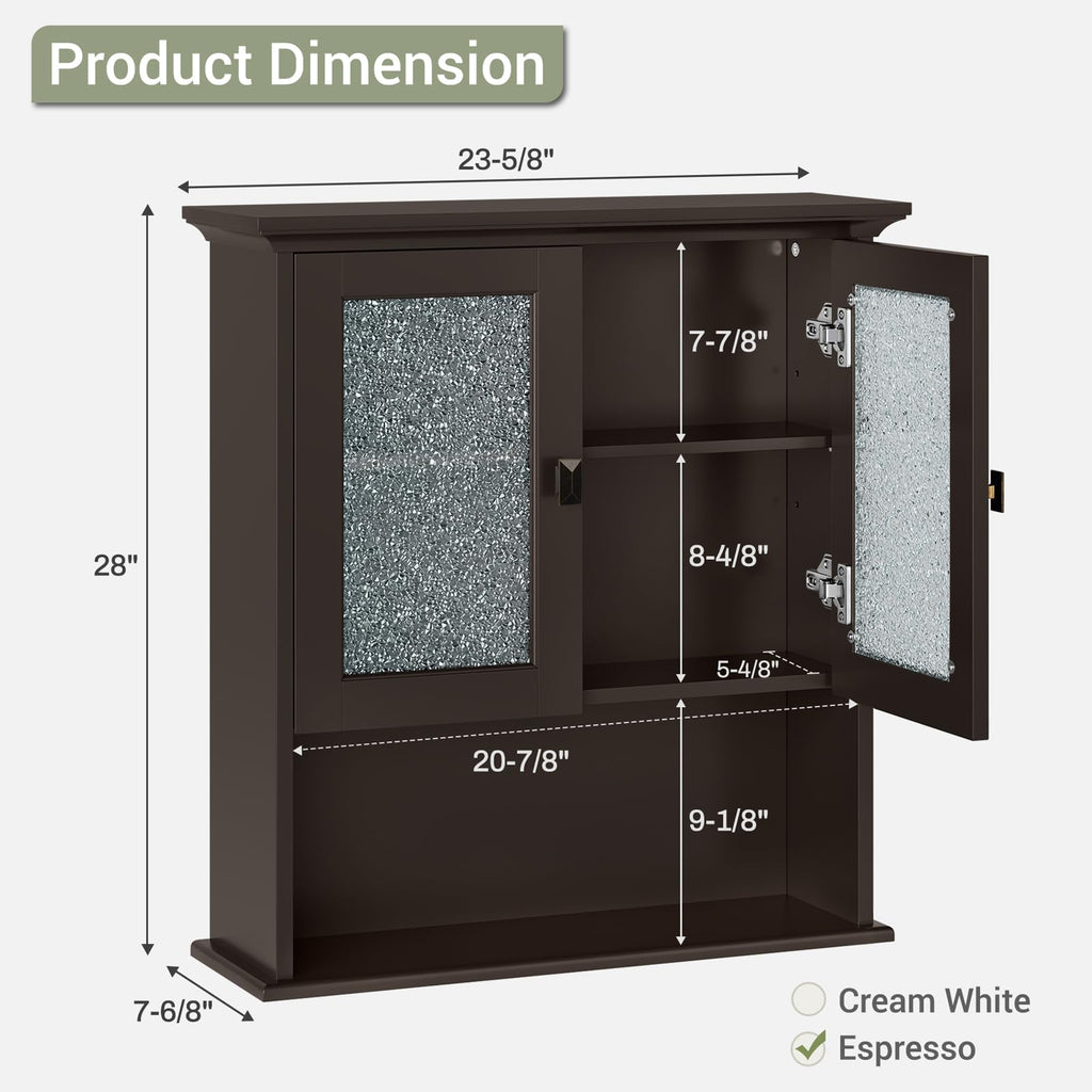 Wall Mount Medicine Cabinet with Tempered Glass Door T3147
