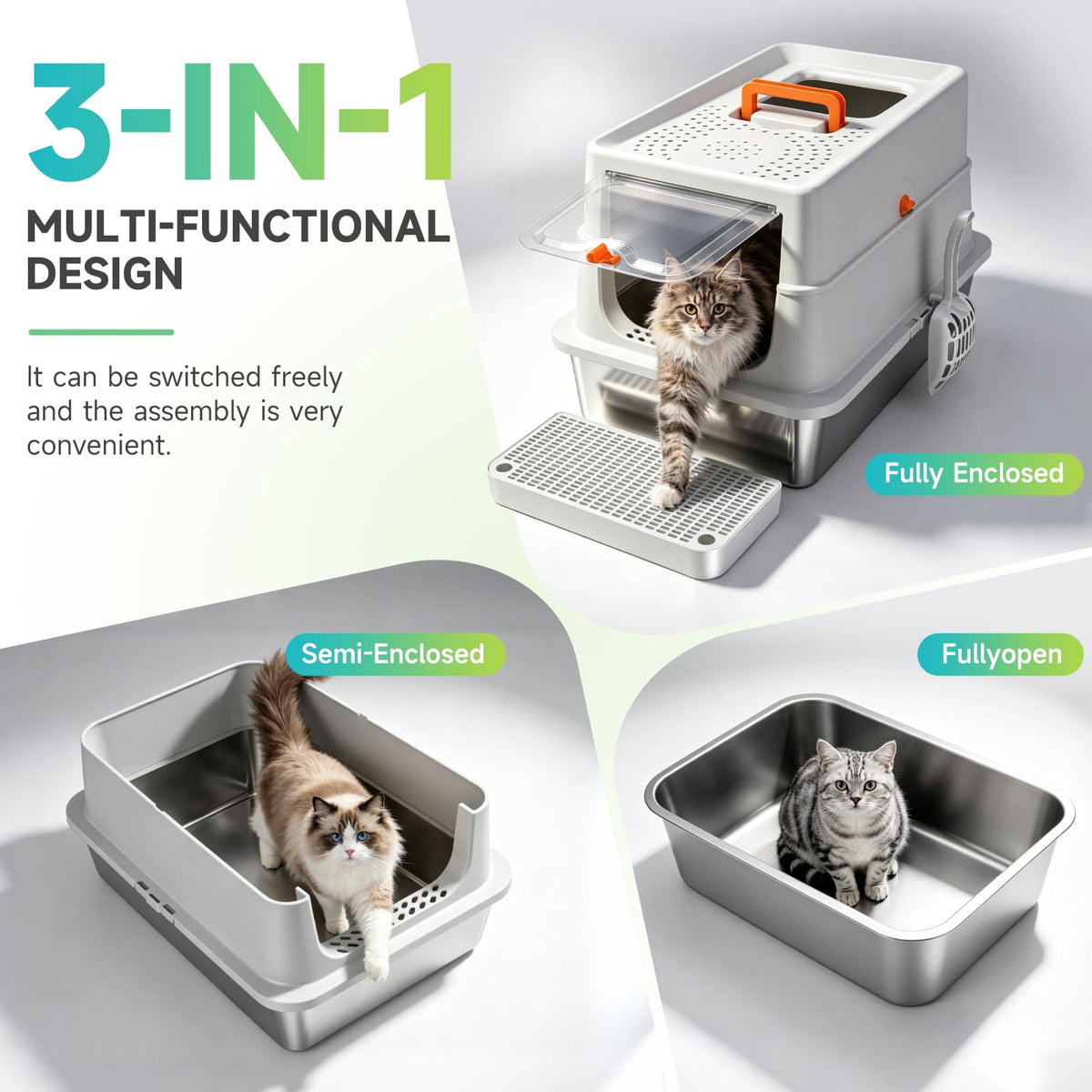 XL Stainless Steel Cat Litter Box H72554