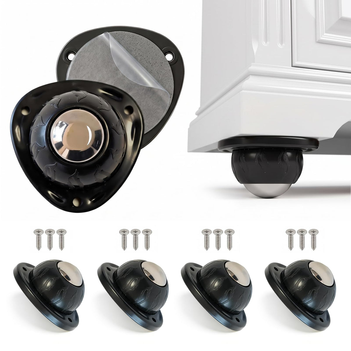4 Pack Self Adhesive Swivel Casters S36580
