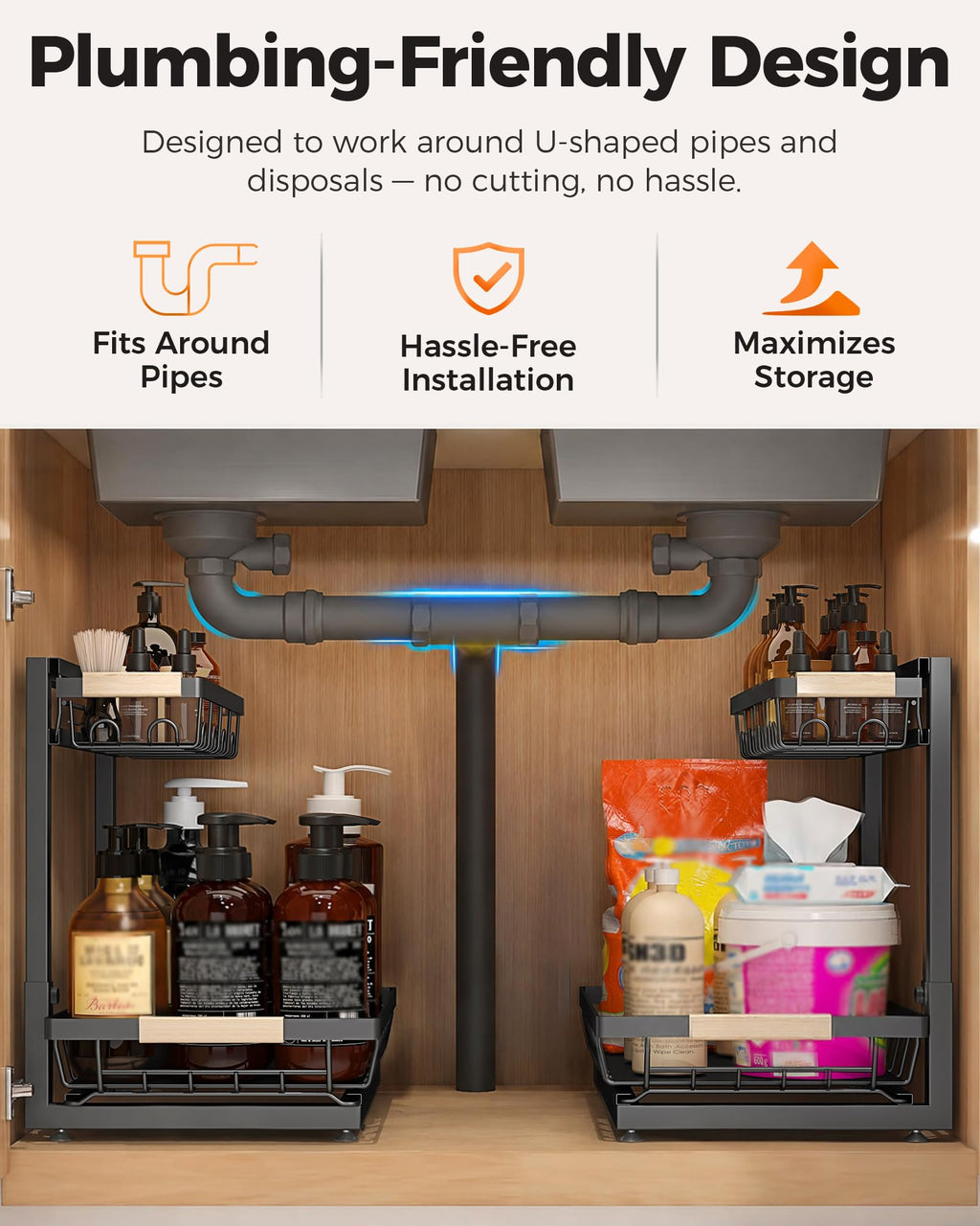 2-Tier Height Adjustable Under Sink Organizer & Storage F90799