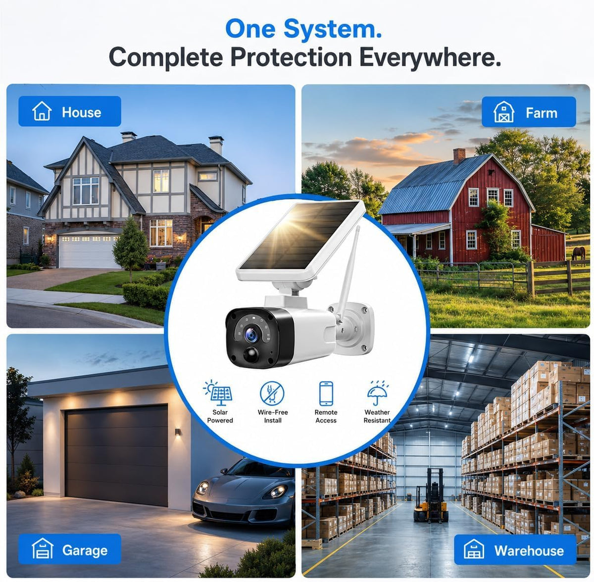 4MP Solar Security Cameras Wireless Outdoor WiFi N81737