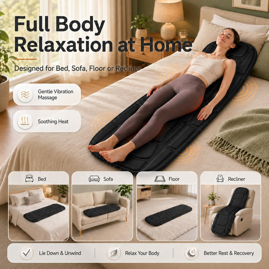 Heated Vibration Full Body Massage Mat with Lumbar Support Cushion Y20502